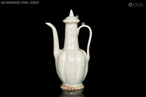 CELADON GLAZED LOBED WINE EWER