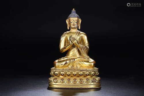 A CHINESE GILD COPPER BUDDHA STATUE