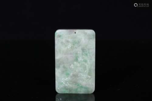 JADEITE CARVED 'DRAGON AND PHOENIX' PENDANT