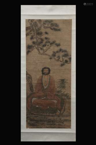 DING GUANPENG: INK AND COLOR ON PAPER PAINTING 'BODHIDHARMA'