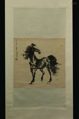 XU BEIHONG: INK AND COLOR ON PAPER PAINTING 'HORSE'