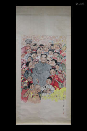 QIAN SONGYAN: INK AND COLOR ON PAPER PAINTING 'PEOPLE FROM CULTURAL REVOLUTION'