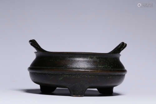 BRONZE CAST TRIPOD CENSER WITH HANDLES