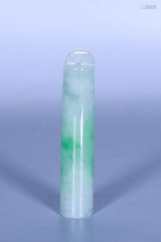 JADEITE CARVED CYLINDRICAL TUBE ORNAMENT