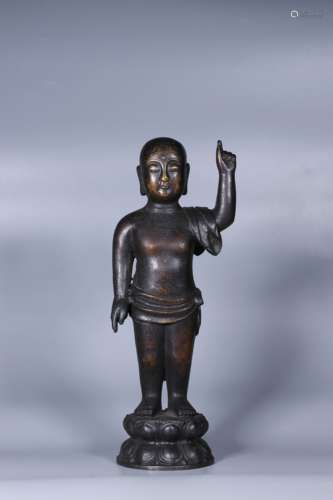 BRONZE CAST SHAKYAMUNI STANDING FIGURE