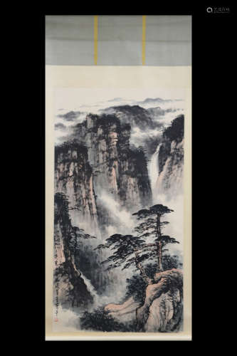 DONG SHOUPING: INK AND COLOR ON PAPER PAINTING 'LANDSCAPE SCENERY'