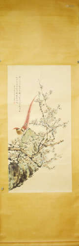 A CHINESE FLOWER&BIRD PAINTING, LU XIAOMAN MARK