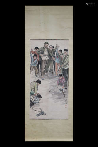 LI QI: INK AND COLOR ON PAPER PAINTING 'PEOPLE'