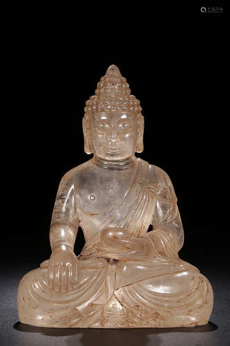 NATURAL CRYSTAL CARVED BHAIṢAJYAGURU SEATED FIGURE