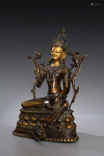 A CHINESE ALLOY COPPER TARA STATUE