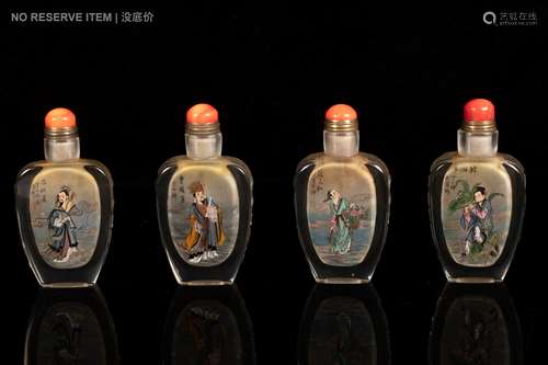 A SET OF FOUR INSIDE-PAINTED SNUFF BOTTLE