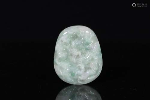 JADEITE CARVED 'DRAGON AND PHOENIX' PENDANT