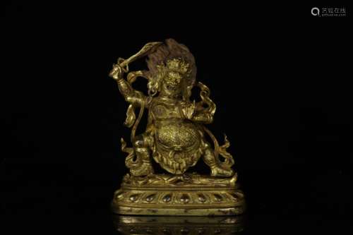 GILT BRONZE CAST MAHAKALA FIGURE