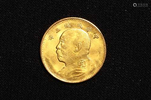 REPUBLIC OF CHINA 'YUAN SHIKAI' PORTRAIT YEAR THREE GOLD COIN