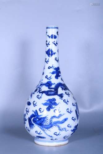 BLUE AND WHITE 'DRAGON AND PHOENIX' VASE