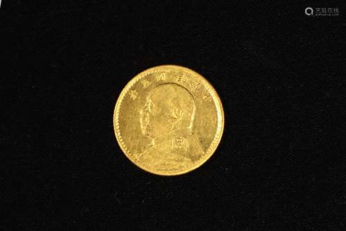 REPUBLIC OF CHINA 'YUAN SHIKAI' PORTRAIT YEAR FIVE GOLD COIN