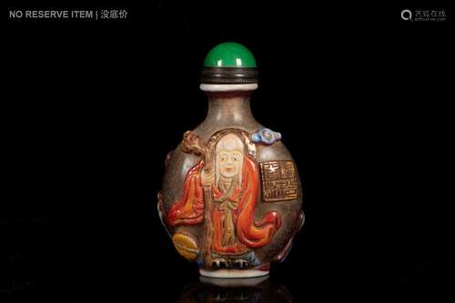 A 'LONGEVITY GOD' OVERLAY SNUFF BOTTLE