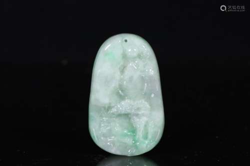 JADEITE CARVED 'LANDSCAPE SCENERY' PENDANT