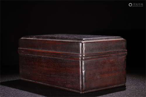 A Chinese Carved Hardwood Box with Cover