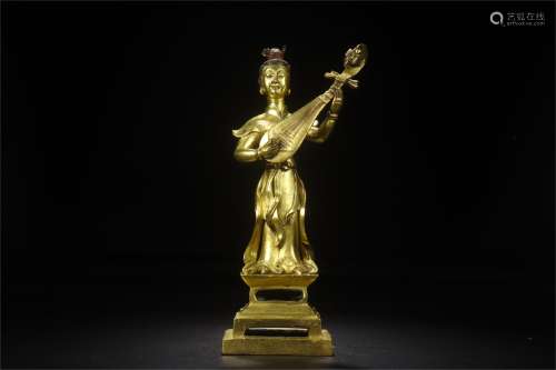 A Chinese Gilt Bronze Figure Statue