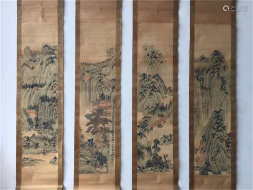 A Set of Four Chinese Scroll Paintings