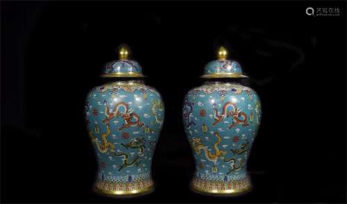 A Pair of Chinese Cloisonne Jars