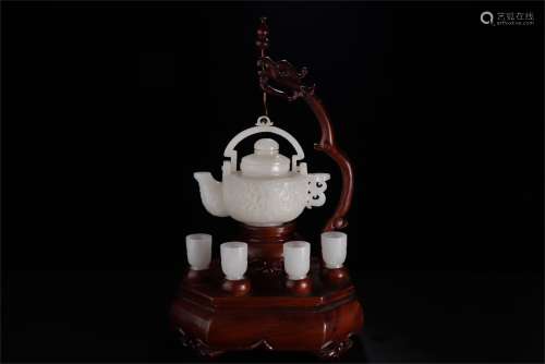 A Set of Chinese Carved Jade Teaset