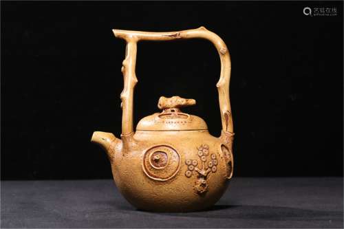 A Chinese Carved Yixing Clay Teapot