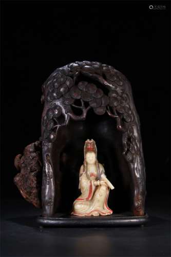 A Chinese Carved Hardwood Buddha Niche