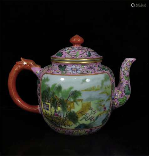 A Chinese Famille-Rose Porcelain Teapot