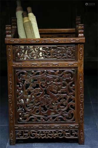 A Chinese Carved Hardwood Painting Vat