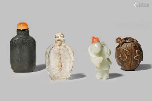 FOUR CHINESE SNUFF BOTTLES, 19TH CENTURY