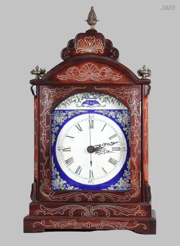 ROSEWOOD WITH SILVER INLAID DOUBLE-BELL CLOCK