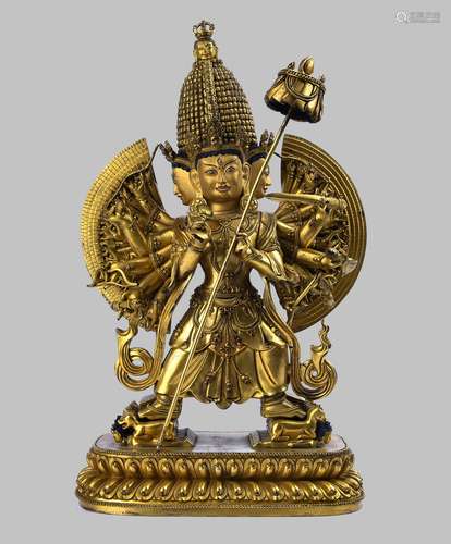 A GILT BRONZE FIGURE OF SITATAPATRA, YONGLE MARK