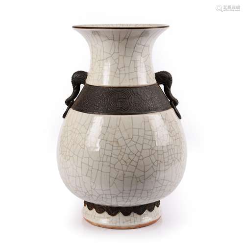 GE TYPE ELEPHANT-HANDLED BALUSTER VASE