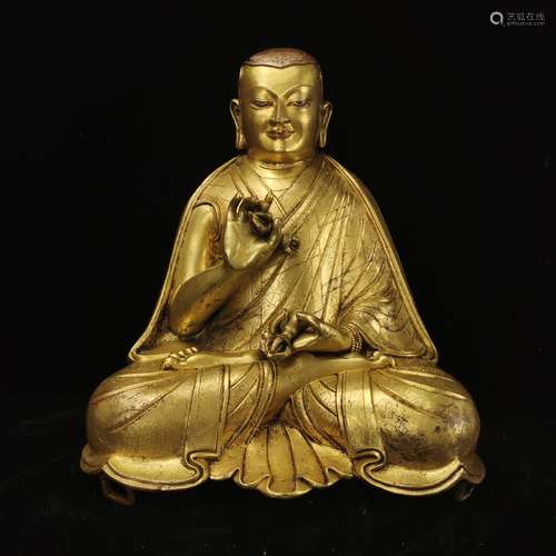 GILT BRONZE FIGURE OF A GURU