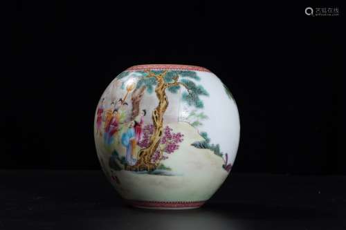 A Chinese Famille Rose Figure Painted Porcelain Jar
