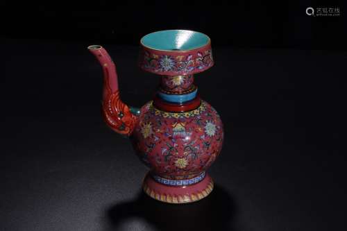 A Chinese Famille Rose Floral Porcelain Pot