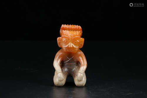 A Chinese Carved Gaogu Jade Figure Ornament