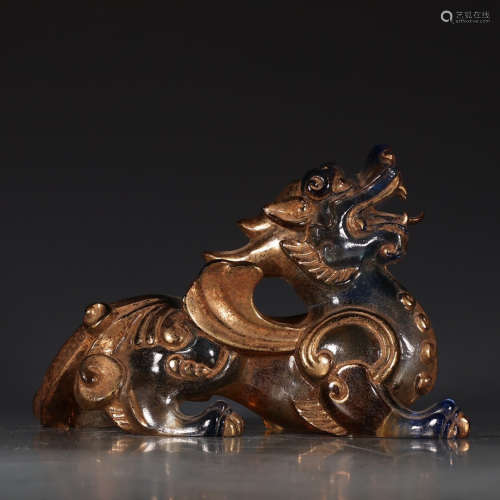 A Chinese Glass Pixiu Ornament