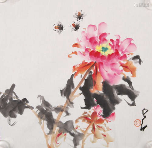 A Chinese Flowers Painting, Zhao Shao'ang Mark