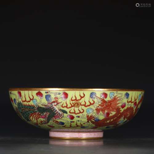 A Chinese Famille Rose Dragon&phoenix Pattern Porcelain Bowl