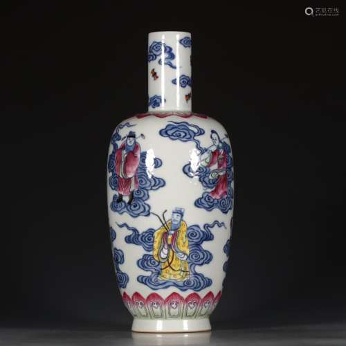 A Chinese Blue and White Doucai Figures Painted Porcelain Vase