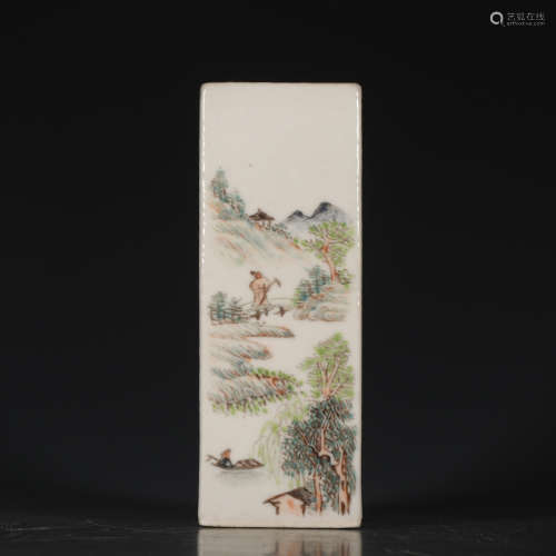 A Chinese Inscribed Light colorful porcelain Brush Pot
