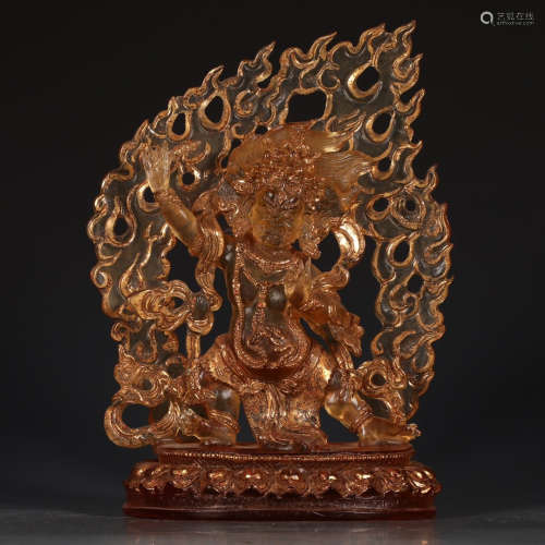 A Chinese Carved Glass Statue of Vajrapani