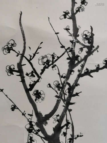 A Chinese Ink Plum Blossom Painting, He Xiangning Mark