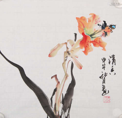 A Chinese Flower&birds Painting, Wu Xiu Mark