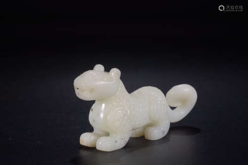 A Chinese Carved Hetian Jade Beast Ornament