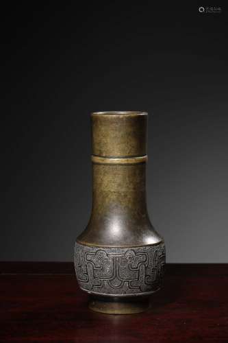 A Chinese Taotie Pattern Copper Incense Vase