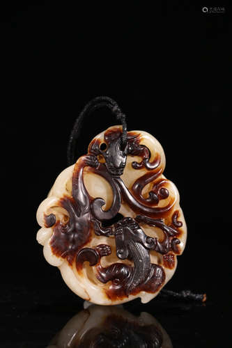 A Chinese Dragon Carved Hetian Jade Pendant